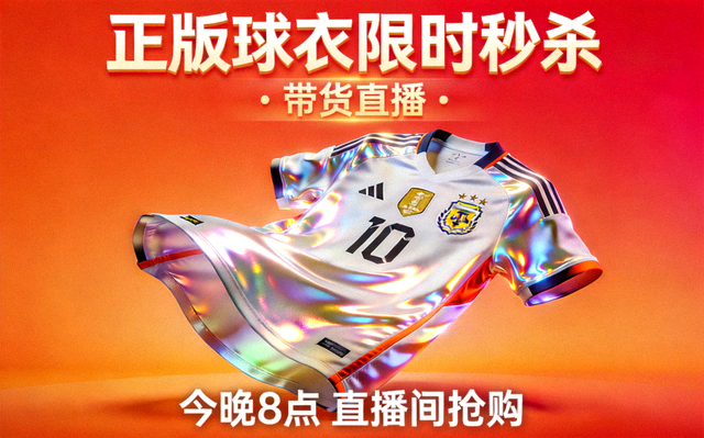 正版球衣限时秒杀带货直播封面